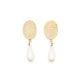 Chanel CC Logo Earrings Pearl Dropped Crystal Gold Tone