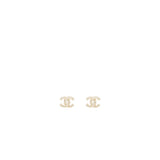 Chanel Classic CC Logo Earrings Crystal Light Gold Tone
