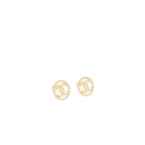 Chanel 22C Round CC Logo Earrings Light Gold Tone