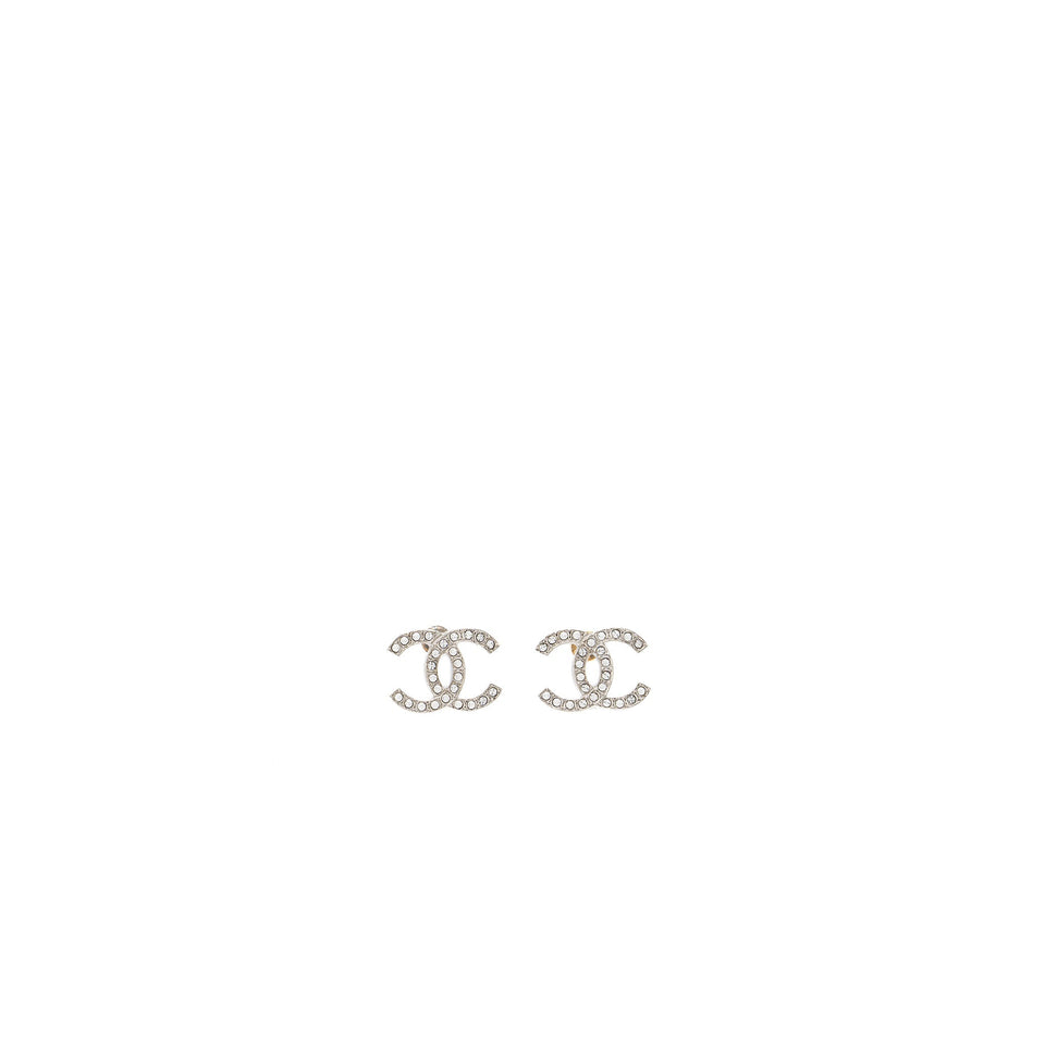 Chanel 22C CC Logo Earrings Crystal