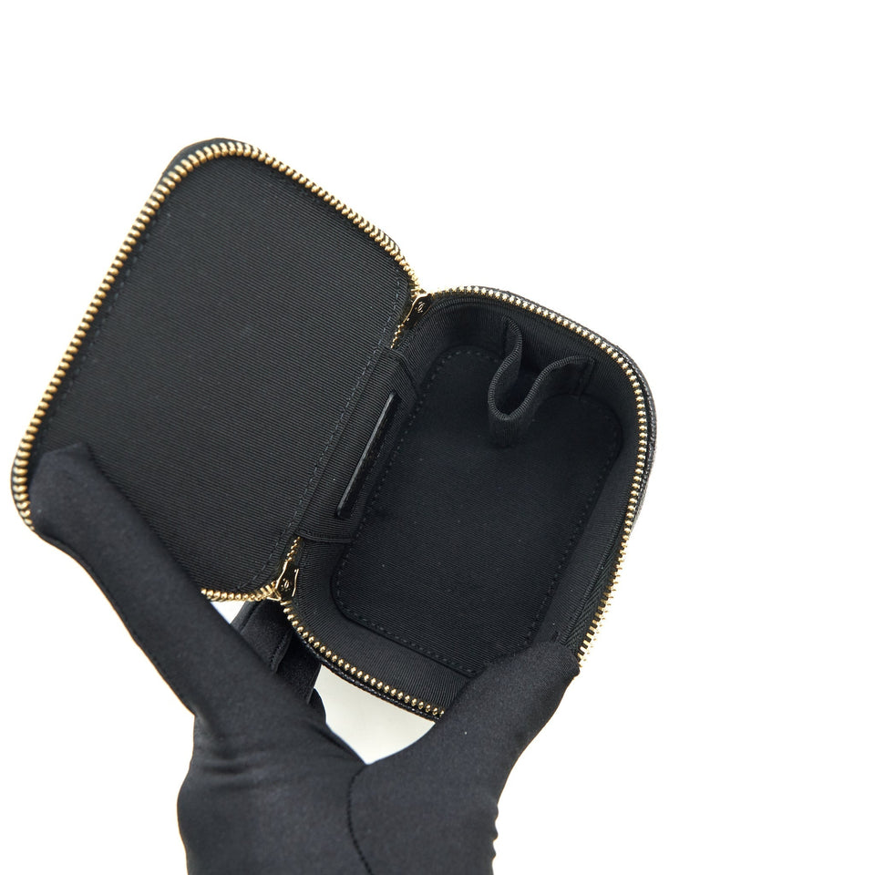 Chanel Small Vanity Clutch With Chain CC Pearl Caviar Black L