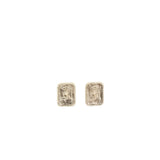 Chanel Square CC Logo Earrings Enamel Gold Tone