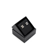 Chanel CC Logo Earrings Crystal Silver Tone