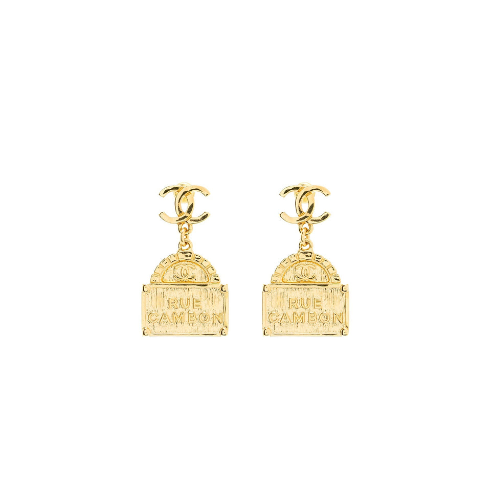 Chanel CC Logo Rue Cambo Drop Earring