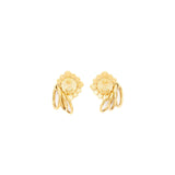 Chanel quilt earrings with cc logo and pearl gold tone