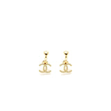 Chanel CC Drop Earrings Gold Tone