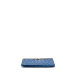 Chanel CC Logo Quilted Zip Pouch / Clutch shiny sheepskin Black/ Blue
