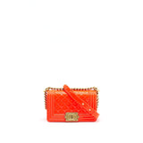 Chanel Small Boy Bag patent leather Bright Orange