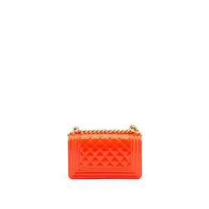 Chanel Small Boy Bag patent leather Bright Orange