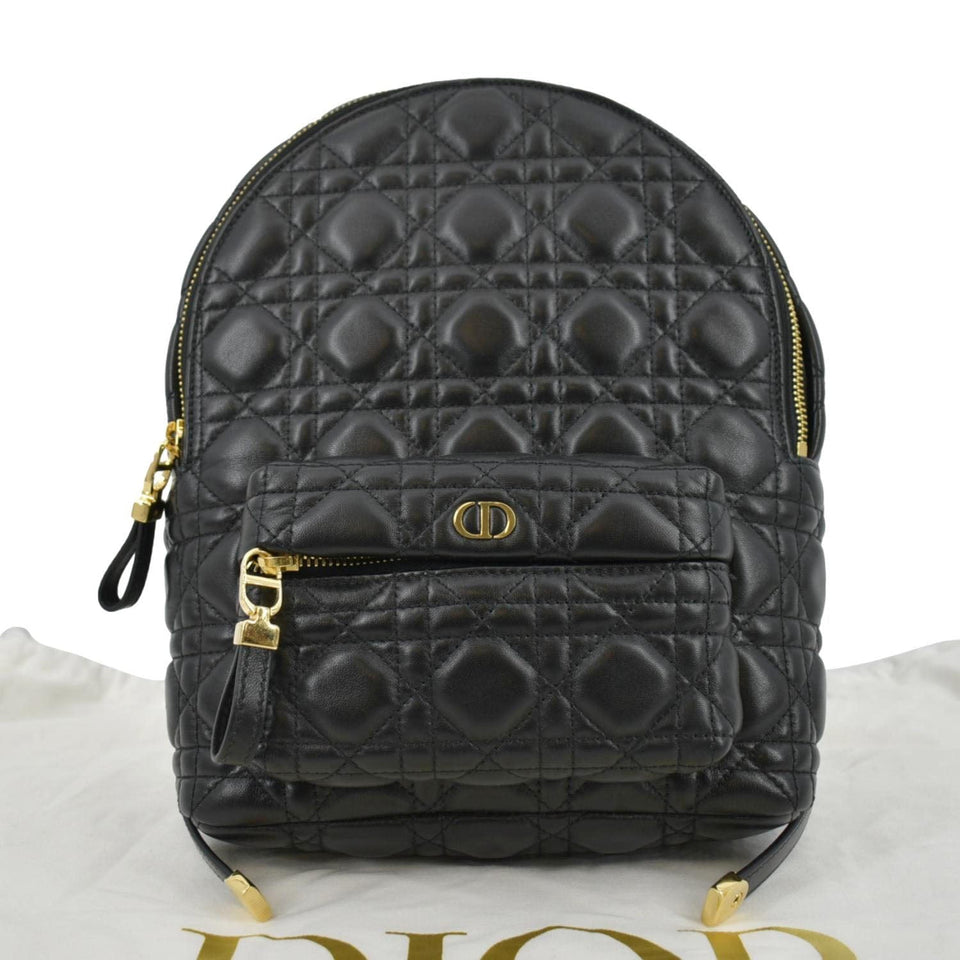 Christian Dior Cannage Quilted Leather Backpack Black