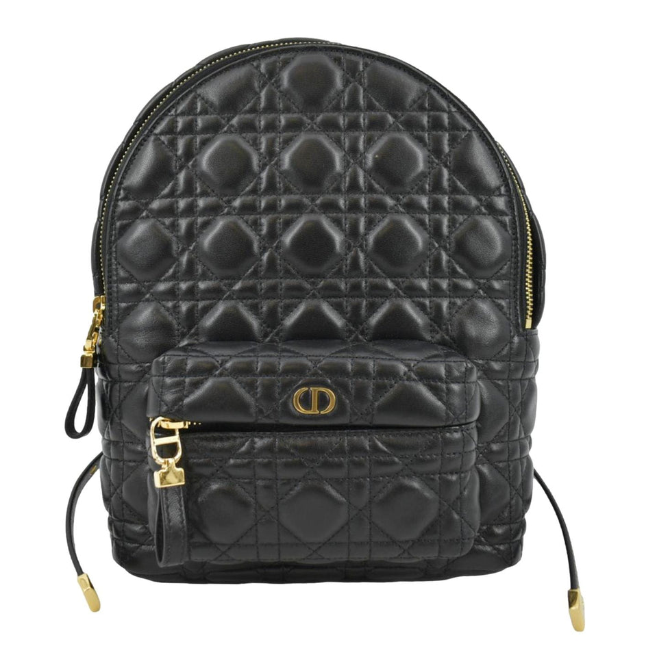 Christian Dior Cannage Quilted Leather Backpack Black