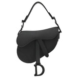 Christian Dior Saddle Calfskin Leather Satchel Bag Black