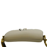 Christian Dior Saddle Smooth Calfskin Leather Satchel Shoulder Bag Dusty Ivory