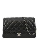 Chanel Quilted Lambskin Leather Chain Clutch Bag Black