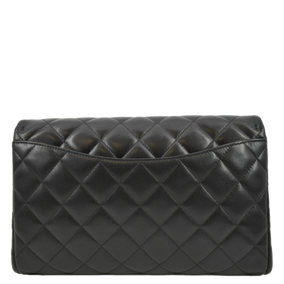 Chanel Quilted Lambskin Leather Chain Clutch Bag Black