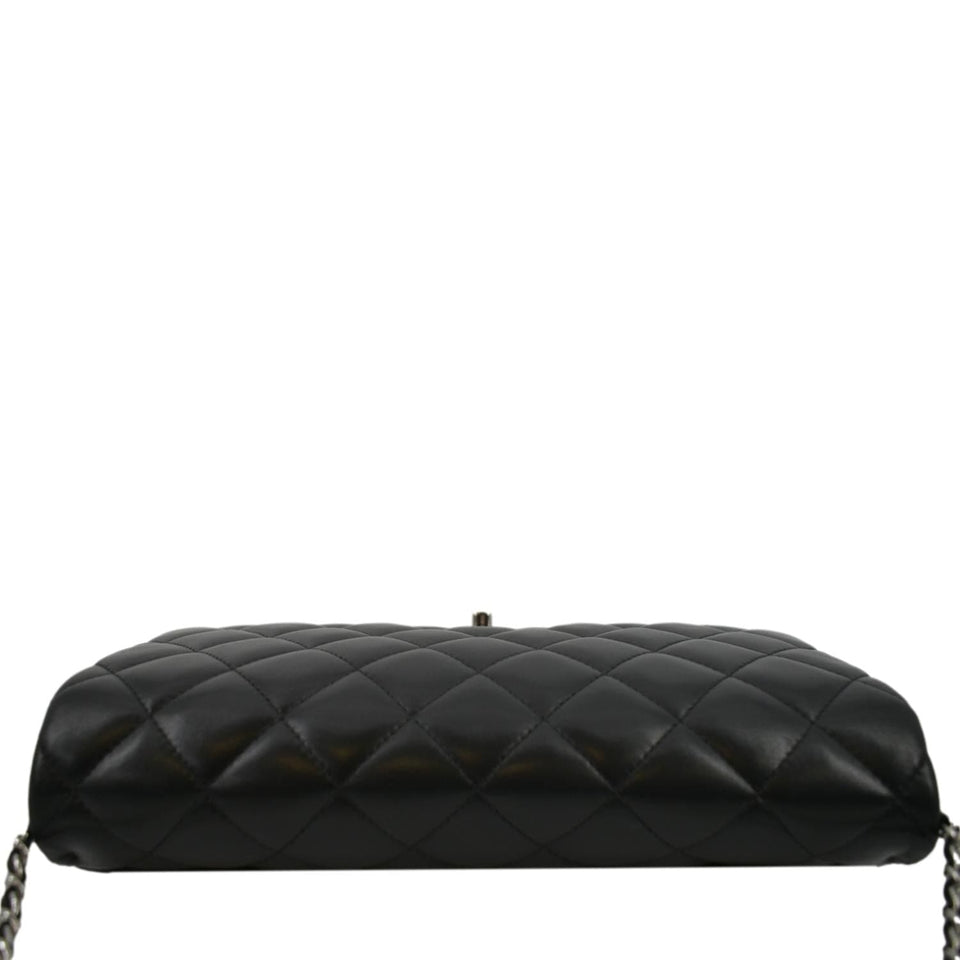 Chanel Quilted Lambskin Leather Chain Clutch Bag Black