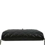 Chanel Quilted Lambskin Leather Chain Clutch Bag Black