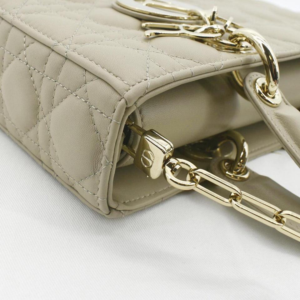 Christian Dior Lady D-Joy Medium Cannage Lambskin Chain Shoulder Bag Sand