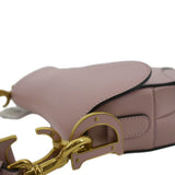 Christian Dior Saddle Smooth Calfskin Leather Satchel Shoulder Bag Antique Pink