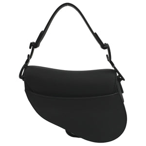Christian Dior Saddle Calfskin Leather Satchel Bag Black