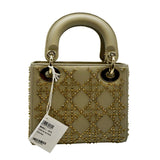 Christian Dior Mini Lady Dior Lambskin Leather Shoulder Bag Platinum Metallic