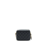 Chanel 22C Pearl Crush Mini Camera Case With Chain Black Lambskin