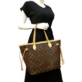Louis Vuitton Neverfull MM Monogram Canvas Tote Bag Brown
