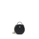 Chanel 22C Top Handle Mini Round Vanity On Chain Caviar Black L