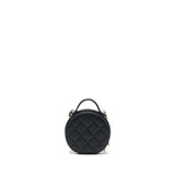 Chanel 22C Top Handle Mini Round Vanity On Chain Caviar Black L