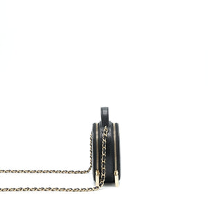 Chanel 22C Top Handle Mini Round Vanity On Chain Caviar Black L