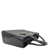 Christian Dior Lady Dior Large Quilted Patent Leather Shoulder Bag Black