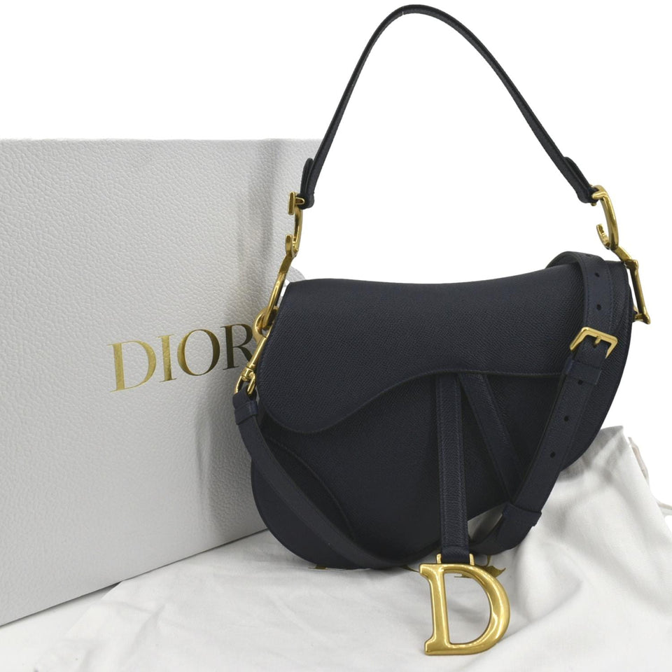 Christian Dior Saddle Grained Calfskin Leather Shoulder Bag Royal Blue