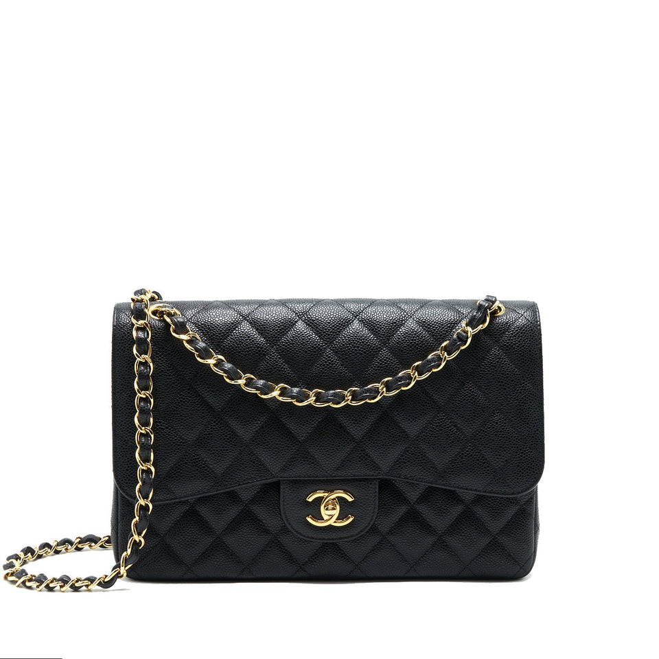 Chanel Classic Jumbo Double Flap Bag Black Caviar