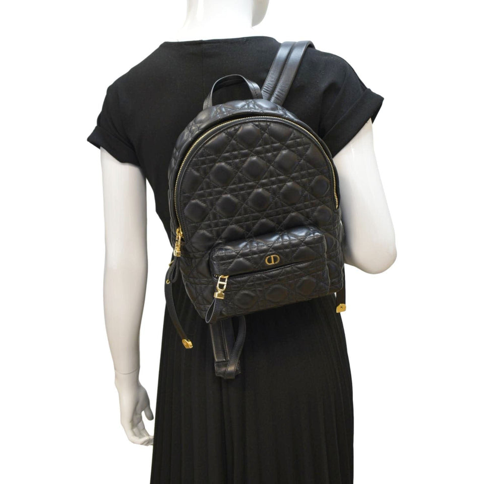 Christian Dior Cannage Quilted Leather Backpack Black