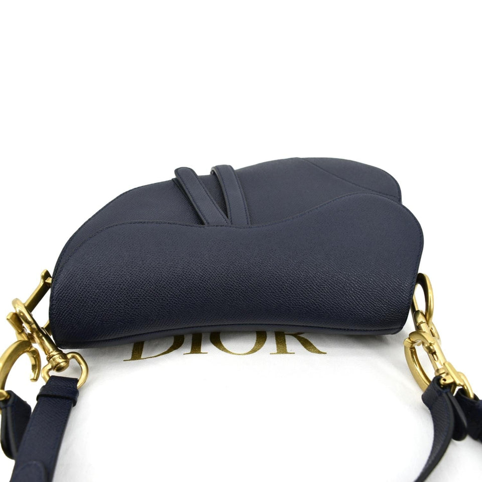 Christian Dior Saddle Grained Calfskin Leather Shoulder Bag Royal Blue