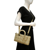 Christian Dior Lady D-Joy Medium Cannage Lambskin Chain Shoulder Bag Sand