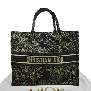 Christian Dior Large Book Oblique Embroidered Canvas Tote Bag Multicolor