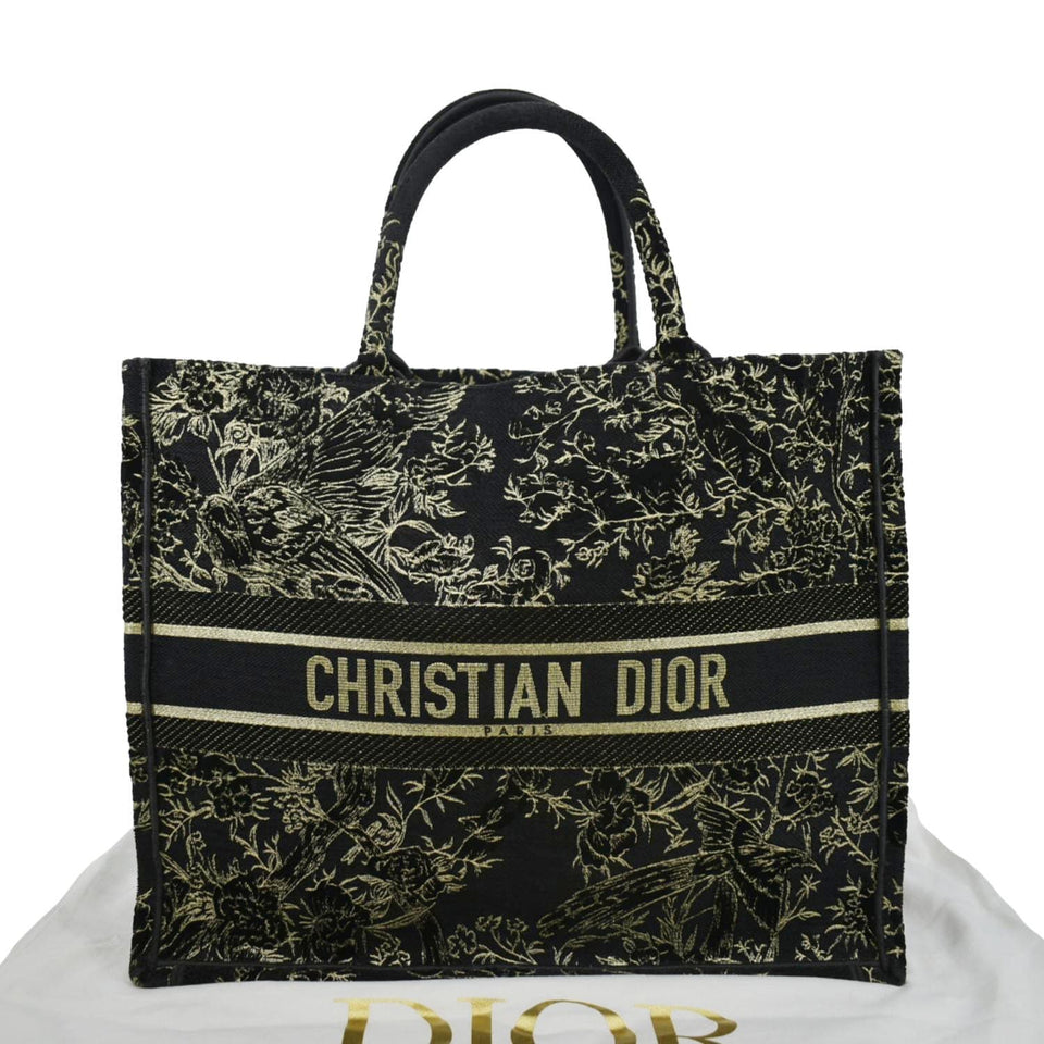 Christian Dior Large Book Oblique Embroidered Canvas Tote Bag Multicolor