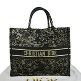 Christian Dior Large Book Oblique Embroidered Canvas Tote Bag Multicolor