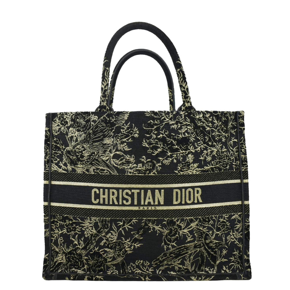 Christian Dior Large Book Oblique Embroidered Canvas Tote Bag Multicolor