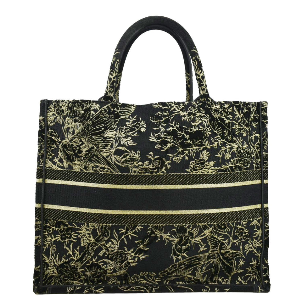 Christian Dior Large Book Oblique Embroidered Canvas Tote Bag Multicolor