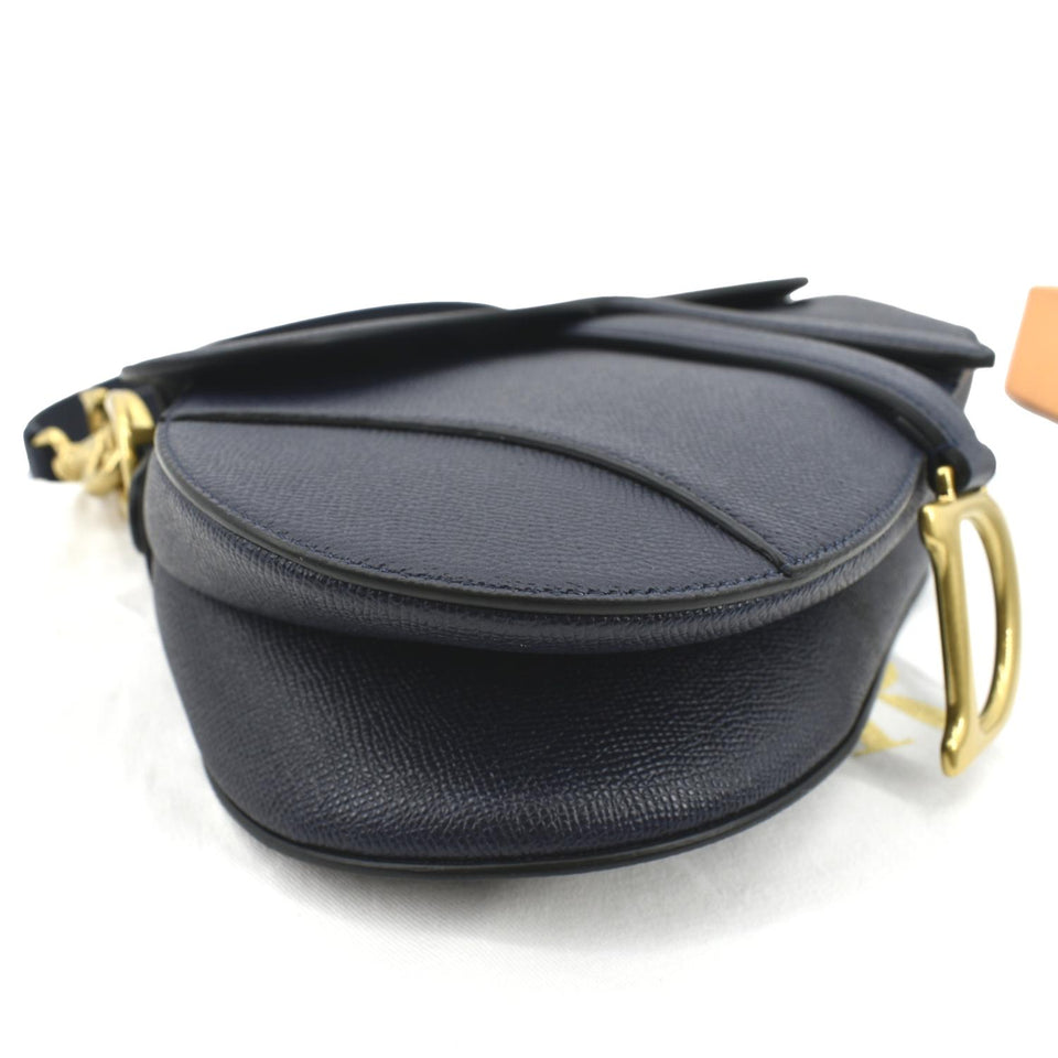 Christian Dior Saddle Grained Calfskin Leather Shoulder Bag Royal Blue