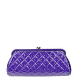 Chanel Timeless Quilted Patent Leather Clutch Bag Purple