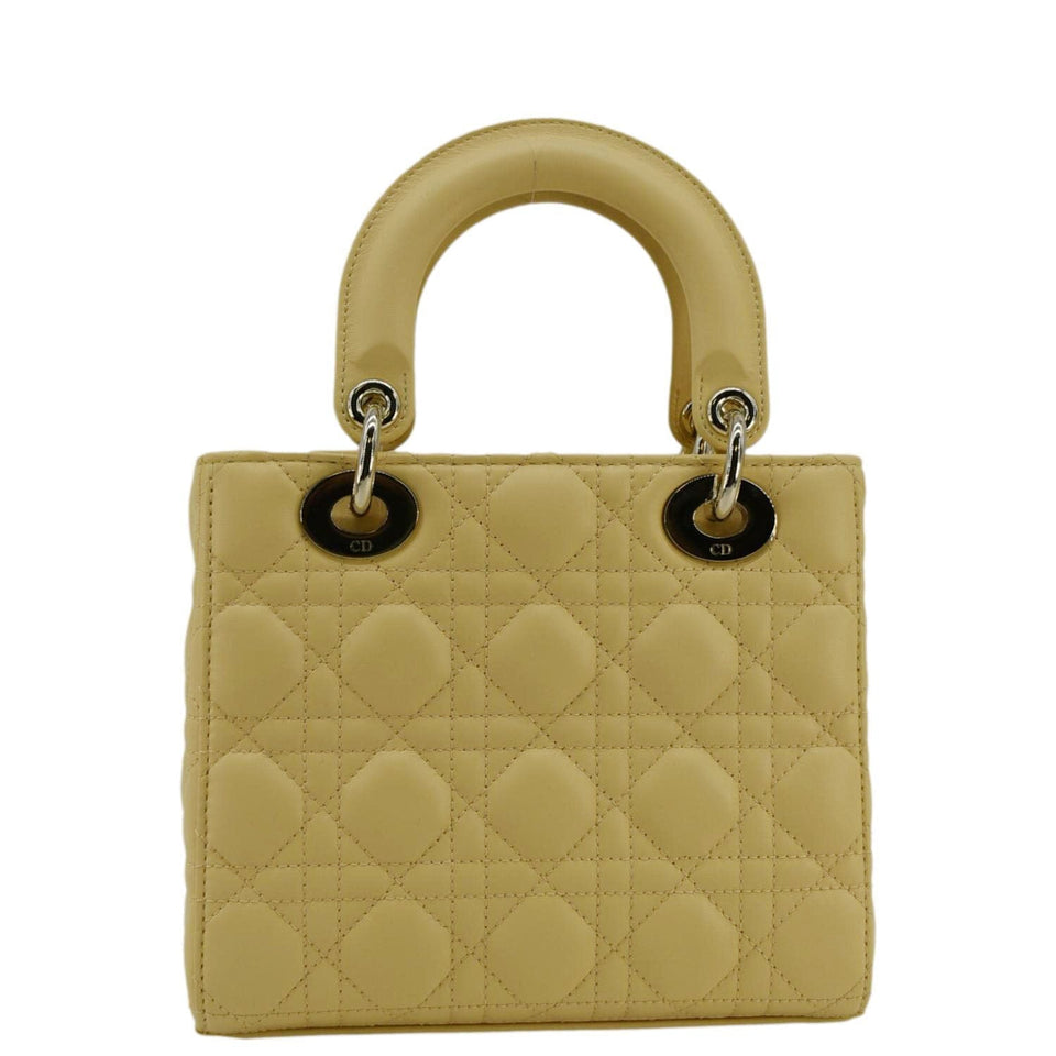 Christian Dior MY ABCDior Small Cannage Lambskin Leather Shoulder Bag Light Yellow