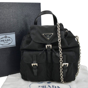 Prada Double Pocket Mini Nylon Backpack Shoulder Bag Black