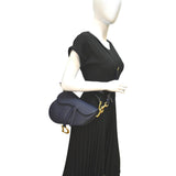 Christian Dior Saddle Grained Calfskin Leather Shoulder Bag Royal Blue