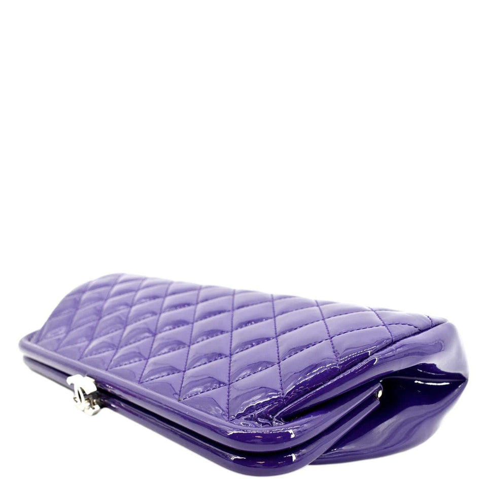 Chanel Timeless Quilted Patent Leather Clutch Bag Purple