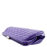 Chanel Timeless Quilted Patent Leather Clutch Bag Purple
