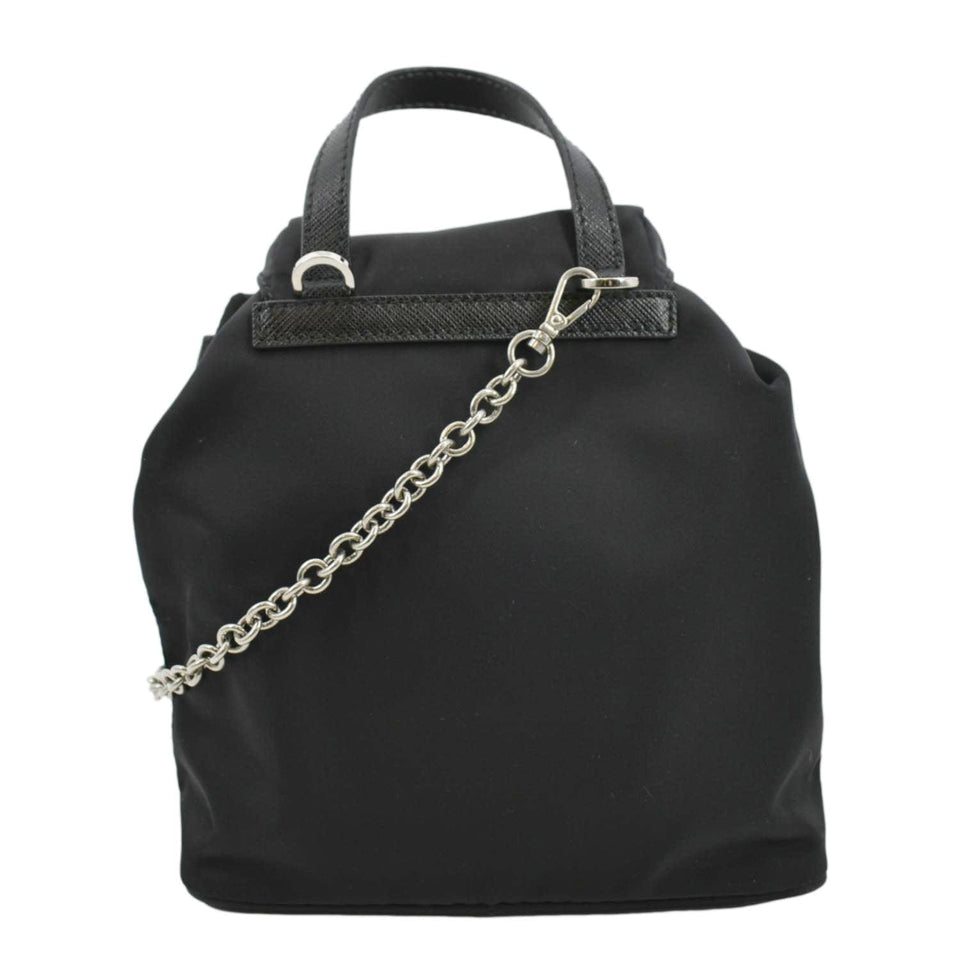 Prada Double Pocket Mini Nylon Backpack Shoulder Bag Black