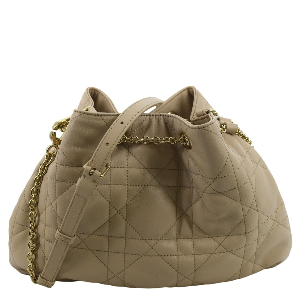 Christian Dior Ammi Macrocannage Lambskin Shoulder Bag Sand Rose